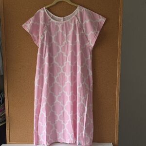 Gownies Recovery Pink Cotton Women's Hospital Robe Snaps Down Back & Sleeves